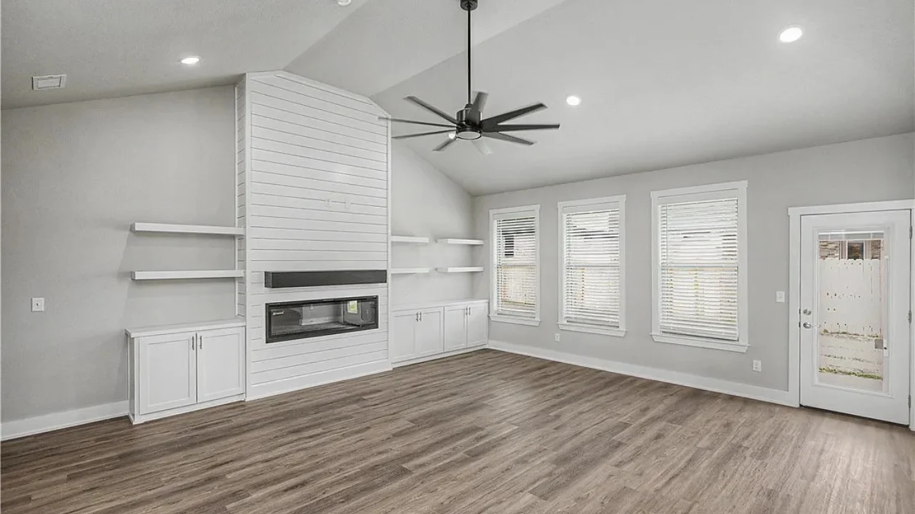New Homes in Bentonville, AR - 6803 SW Orange Ave., Bentonville, AR 72712 - Living Room Fireplace